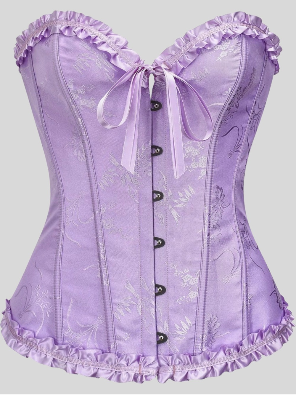 Purple Jacquard Floral Corset Top 4XL Gothic Ren Faire Bustier Fairy Coquette